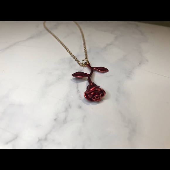 ROSE NECKLACE (RED&GOLD) - Picture 7 of 7